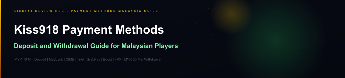 Kiss918 payment methods guide showing Maybank CIMB Touch n Go GrabPay Boost and FPX deposit and withdrawal options